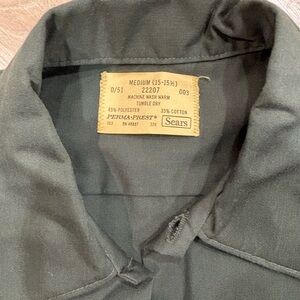 Sears Olive Green Collared Button-Up Shirt